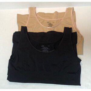 Two JKY Jockey shapewear tanks beige & black size XL